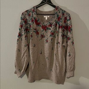 LC Lauren Conrad Floral Knit Sweater Autumn